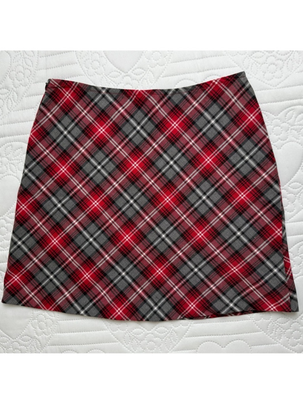 Vintage 90s Red Black Grey Plaid Mini Skirt XS Small